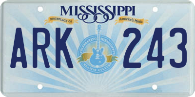 MS license plate ARK243
