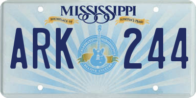 MS license plate ARK244