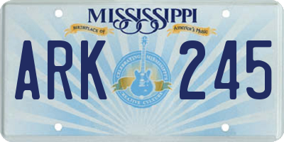 MS license plate ARK245