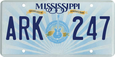MS license plate ARK247