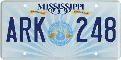 MS license plate ARK248
