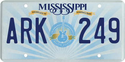 MS license plate ARK249