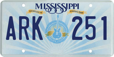 MS license plate ARK251