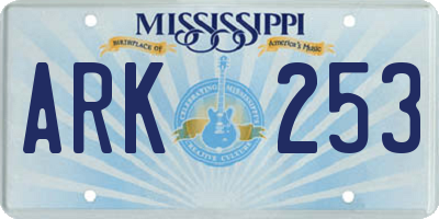 MS license plate ARK253