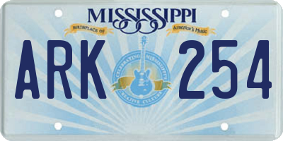 MS license plate ARK254