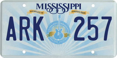 MS license plate ARK257