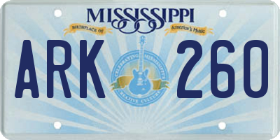 MS license plate ARK260