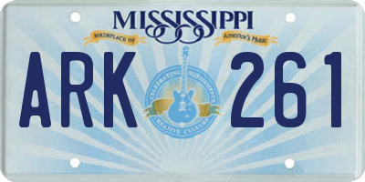 MS license plate ARK261