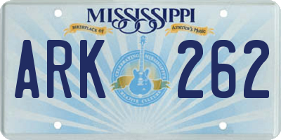 MS license plate ARK262