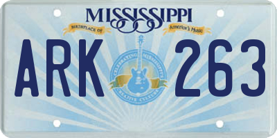 MS license plate ARK263
