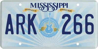 MS license plate ARK266