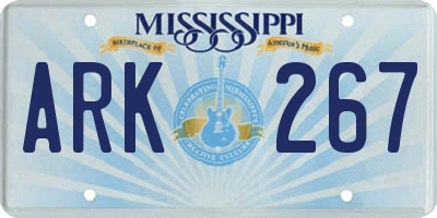 MS license plate ARK267