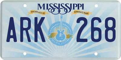 MS license plate ARK268