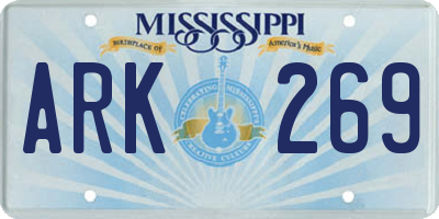 MS license plate ARK269