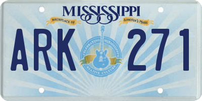 MS license plate ARK271