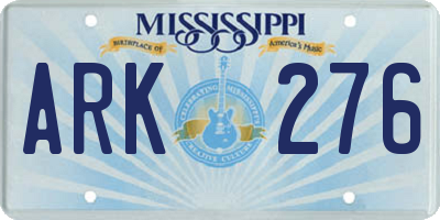 MS license plate ARK276