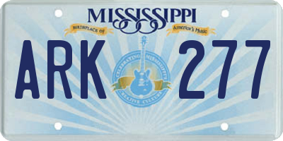 MS license plate ARK277