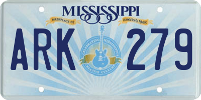 MS license plate ARK279