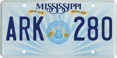 MS license plate ARK280