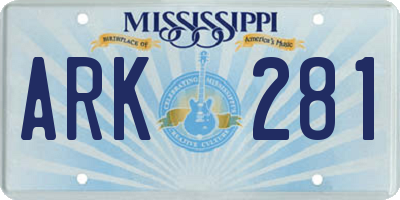 MS license plate ARK281
