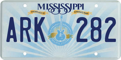 MS license plate ARK282