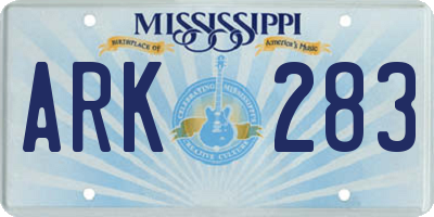 MS license plate ARK283