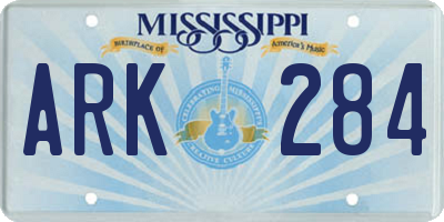 MS license plate ARK284