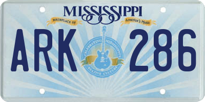 MS license plate ARK286
