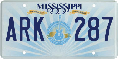 MS license plate ARK287