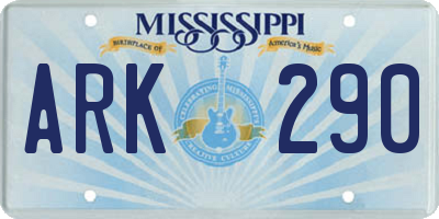 MS license plate ARK290