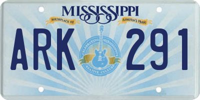 MS license plate ARK291