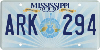 MS license plate ARK294