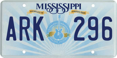 MS license plate ARK296
