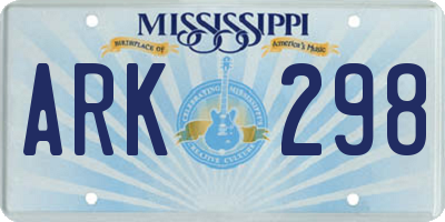 MS license plate ARK298