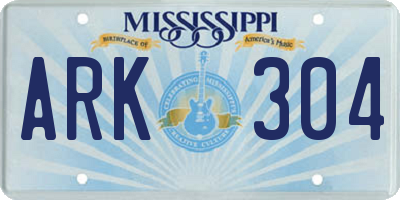 MS license plate ARK304