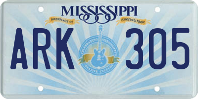 MS license plate ARK305