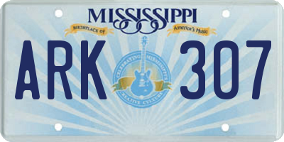 MS license plate ARK307