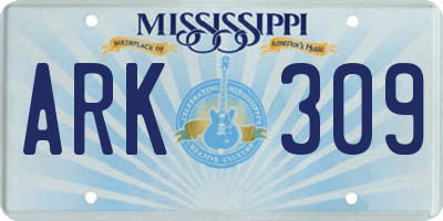 MS license plate ARK309