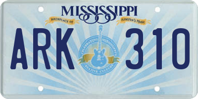 MS license plate ARK310