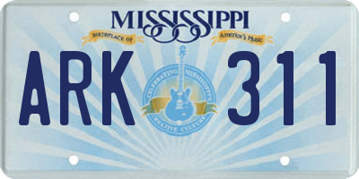 MS license plate ARK311