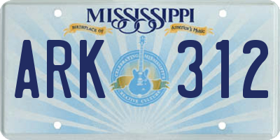 MS license plate ARK312