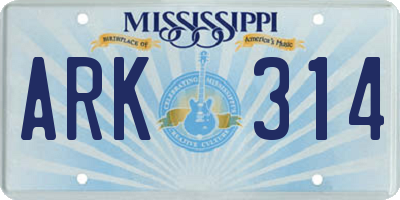 MS license plate ARK314
