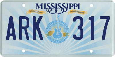 MS license plate ARK317
