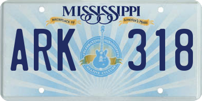 MS license plate ARK318