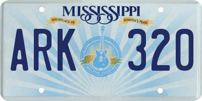 MS license plate ARK320