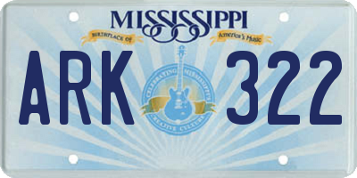 MS license plate ARK322