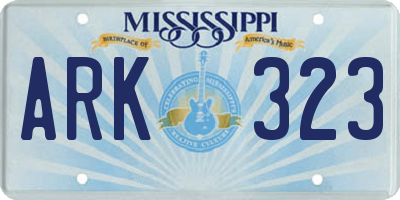 MS license plate ARK323