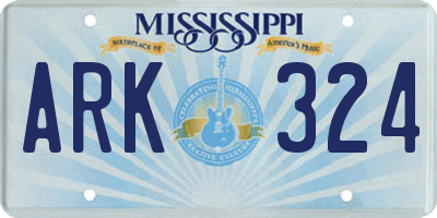 MS license plate ARK324