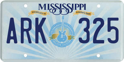 MS license plate ARK325