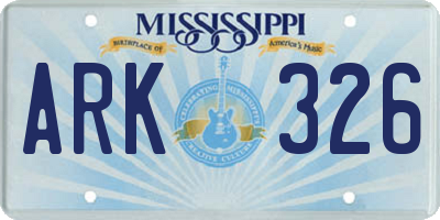 MS license plate ARK326